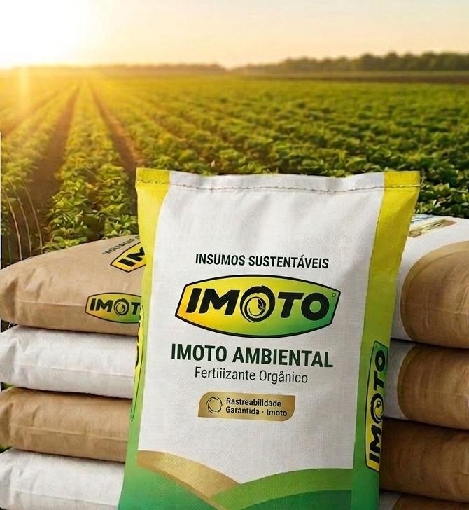 Fertilizante orgânico IMOTO Ambiental ensacado, pronto para comercialização